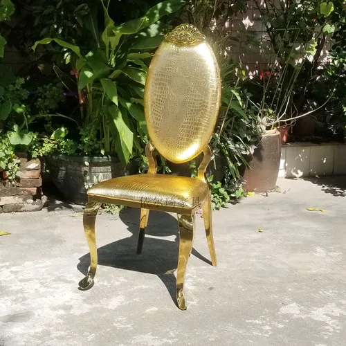 1pcs gold leather Лучшее качество, современный обеденный стул из нержавеющей стали, простой бытовой металлический стул для макияжа, модный креативный Золотой ресторанный отель - Цвет: 1pcs gold leather