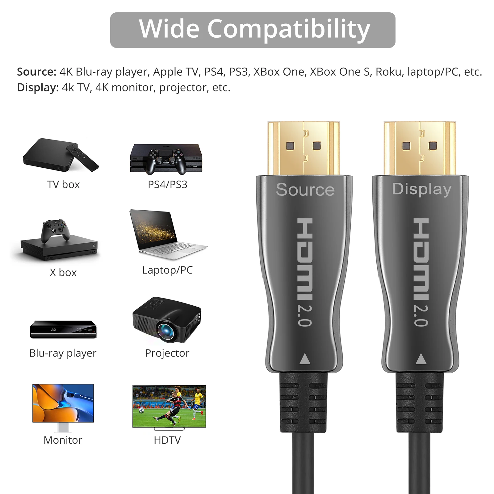 CABLE HDMI HAUTE VITESSE 4k Full HDTV 3d TV ps4 ps3 VIDEOPROJECTOR  connecteurs plaqués or PC