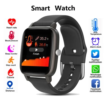 

T98 Smart Watch Body Temperature Measure Fitness Tracker Heart Rate Blood Pressure Monitor Step Calorie Counter IP67 Waterproof
