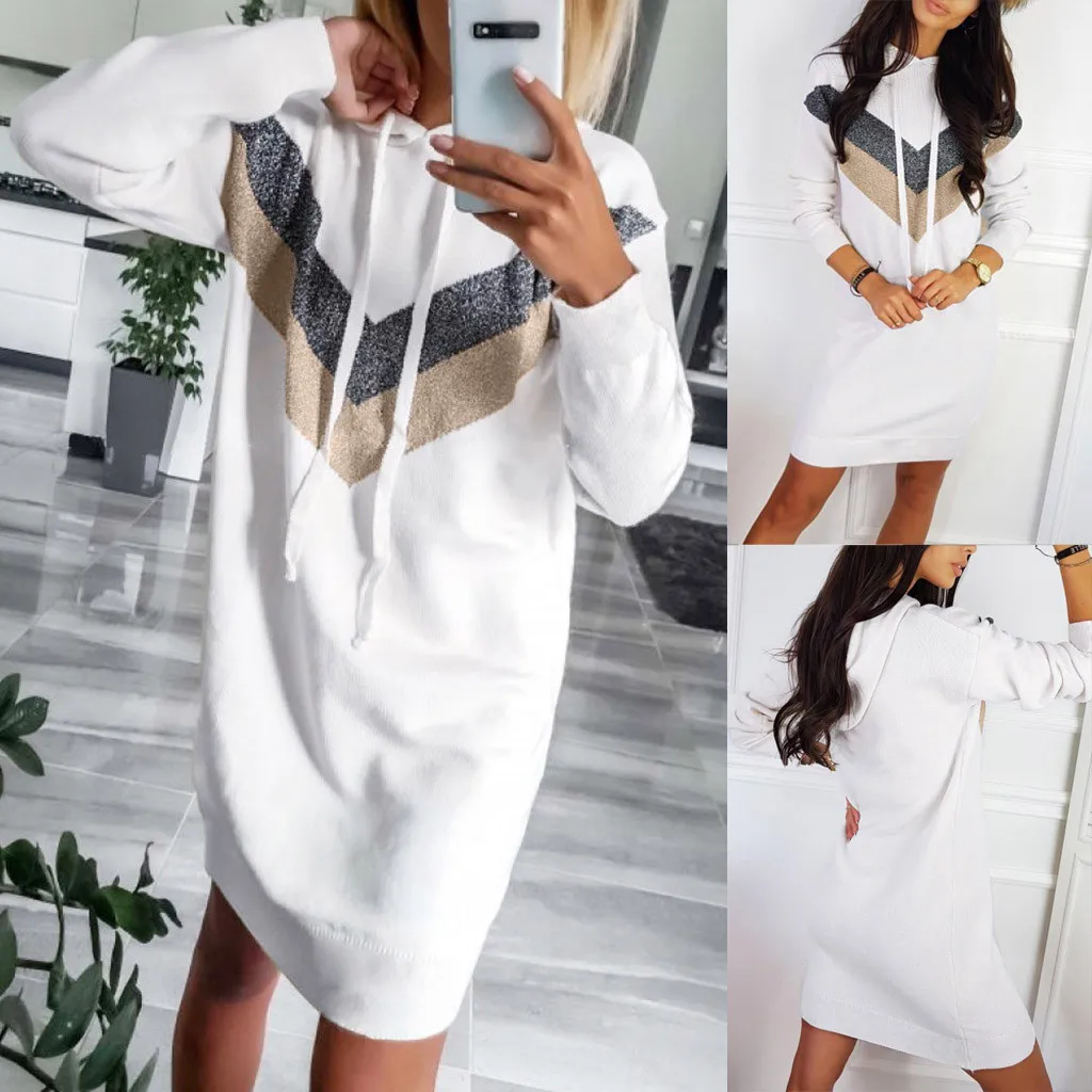 ropa mujer vestido mujer женское платье с длинным рукавом в стиле пэчворк, Повседневное платье мягкого размера плюс sukienka roupa