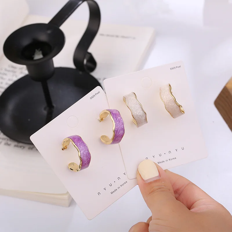 

2020 Trendy Colorful Enamel Open Circle Hoop Earrings Geometry C-shaped Round Earrings For Women Girl Party Jewelry Gift