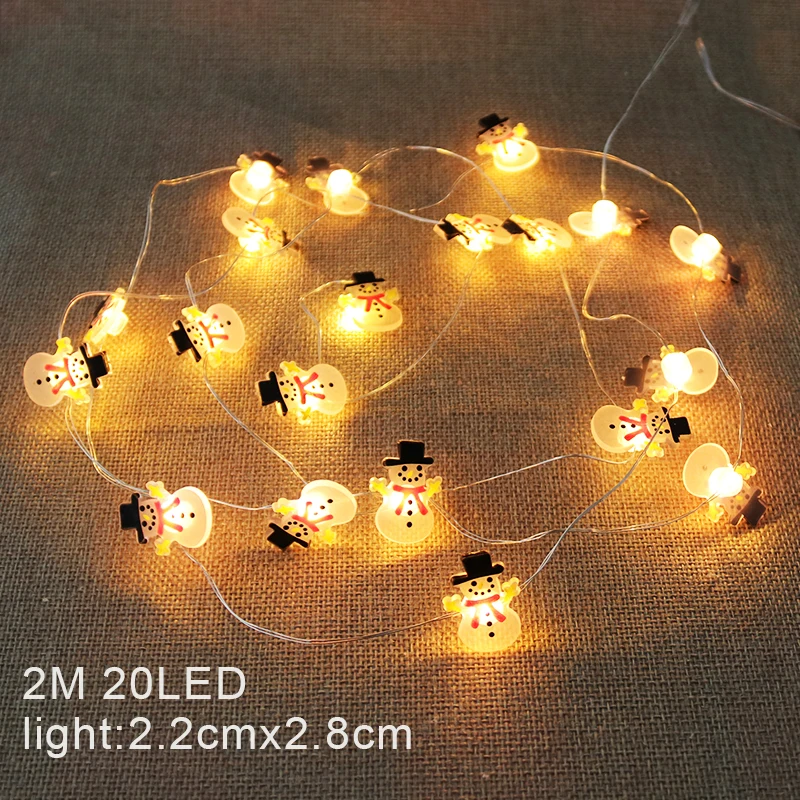 thumbnail image 1 of Guirnalda de luces LED de 2 m para árbol de Navidad con forma de Papá Noel, copos de nieve, decoración navideña para el hogar, luces de hadas, decoración navideña de Año Nuevo, 1 of 4