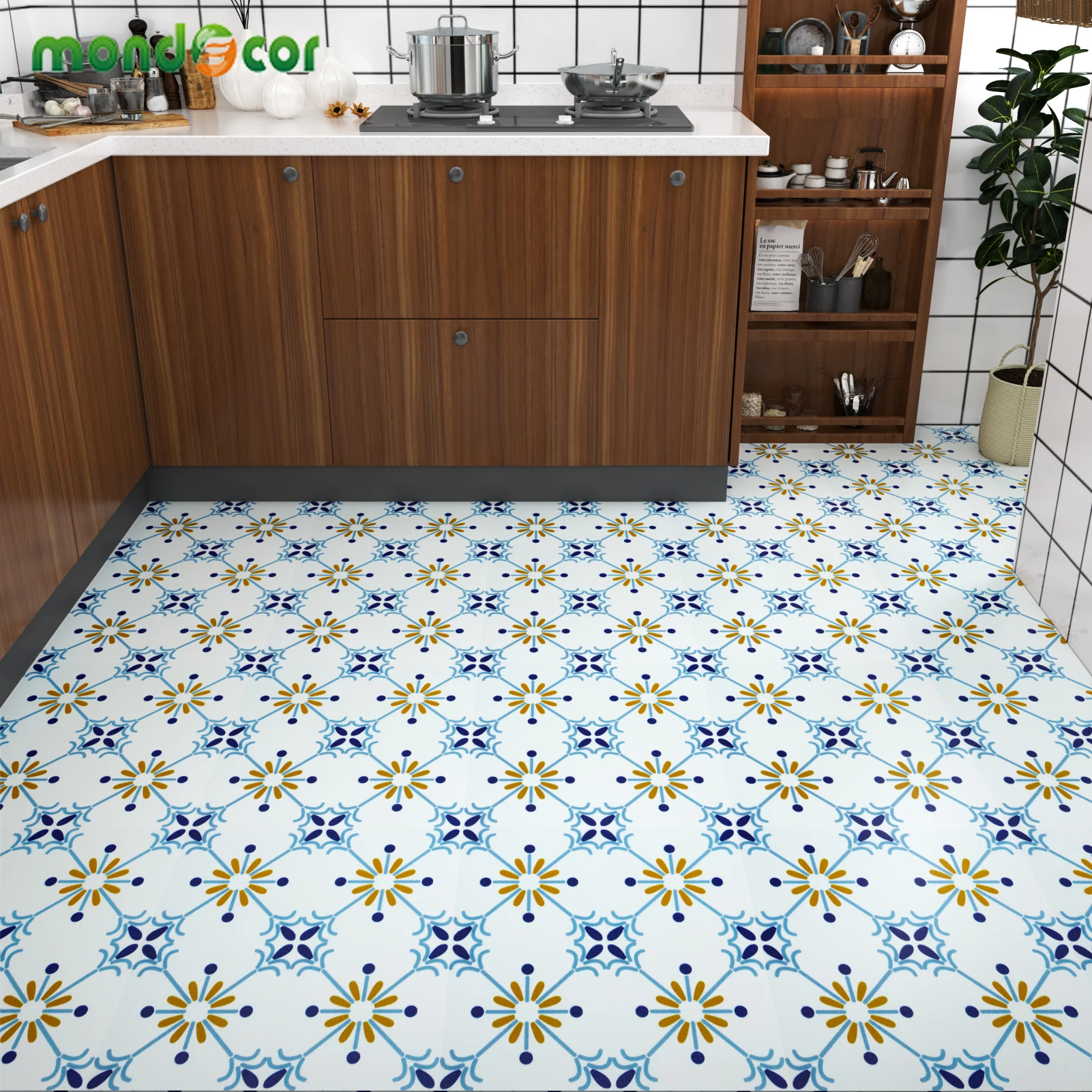 Oil Proof Kitchen Wall Panel Tiles Floor Stickers Waterproof