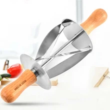 Рулонный резак из нержавеющей стали для изготовления Круассанов для хлеба, колесо для теста, деревянная ручка ножа для выпечки, кухонный нож