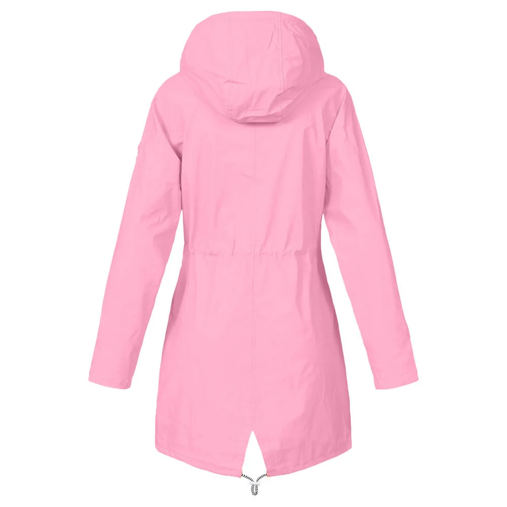 New Clothing Women Spring Womens Long Jacket With Hat Warm Coat Solid Rain Jacket Outdoor Jackets Raincoat Windproof#620