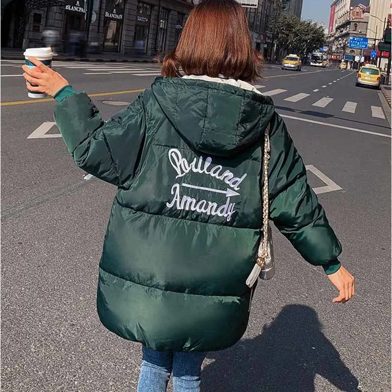 New fashion plus size winter parkas students coat down cotton jacket women hooded thicken Loose warm outerwear female G540