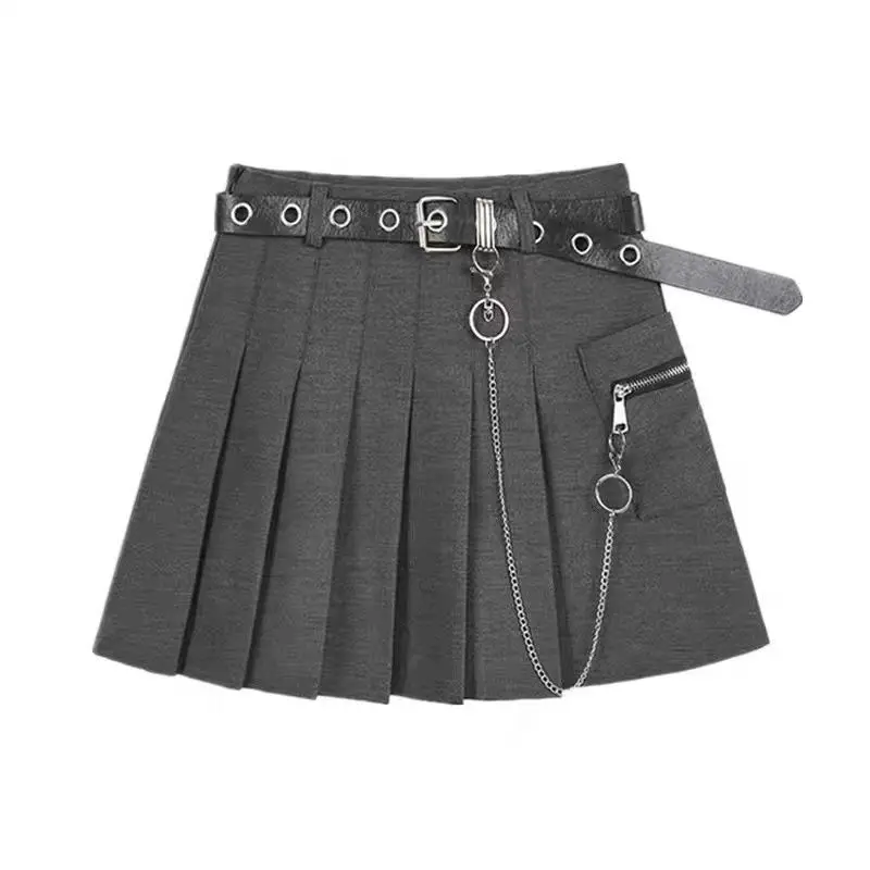 Gonna gotica nera con pantaloncini sotto la catena minigonne stile Punk  donna Sexy Cool vita alta Aline gonne cinture cerniere Deco - AliExpress  Women's Clothing