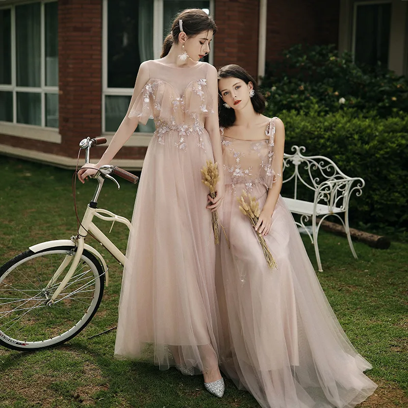 6 стилей платье подружки невесты а-силуэт розовое Vestido de Fiesta Элегантное Длинное Robe
