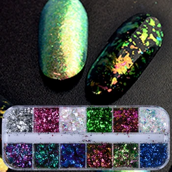 

12 Color/Box Mixed Colorful Chameleon Glitter Nail Art DIY Chameleon Nail glitter powder Sequins Shiny DIY Decor Nail Tools TRBS