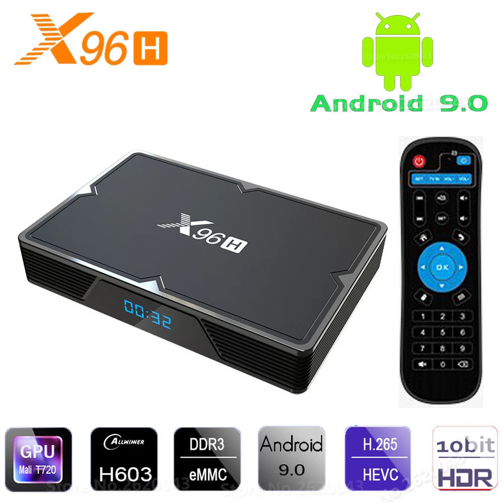 

X96H Smart Android 9.0 TV Box 4GB RAM 32GB 64GB ROM Allwinner H603 Media Player 6K HD 2G 16G Set Top Box HDMI IN&OUT vs X96 MAX