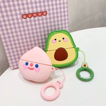 

Cartoon For Airpods Pro Case Cute peach Avocado 3D Silicone Case Funda for apple air pods Pro 3 Bluetooth Earphone Cover coque