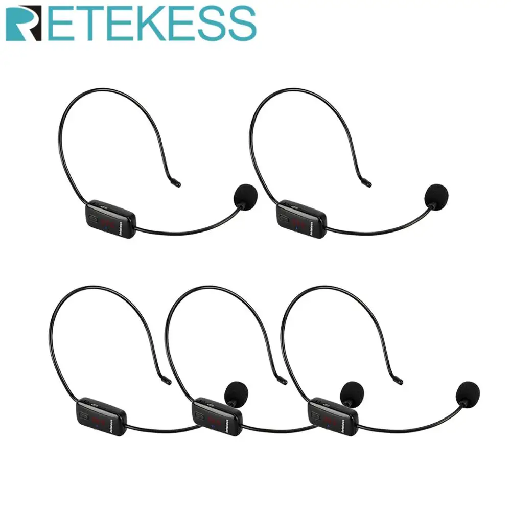 Condensador sem Fio Fone de Ouvido Rádio para Altifalante Guia de Reunião Retekess Conferência Microfone Megafone Ensino 5 Pçs Tr503