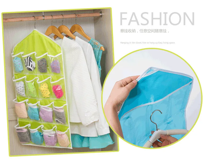 16 Grid Home Storage Underwear Storage Hanging Bag Multi-layer Wardrobe Panty Socks Storage Bag Closet Wardrobe Organizer