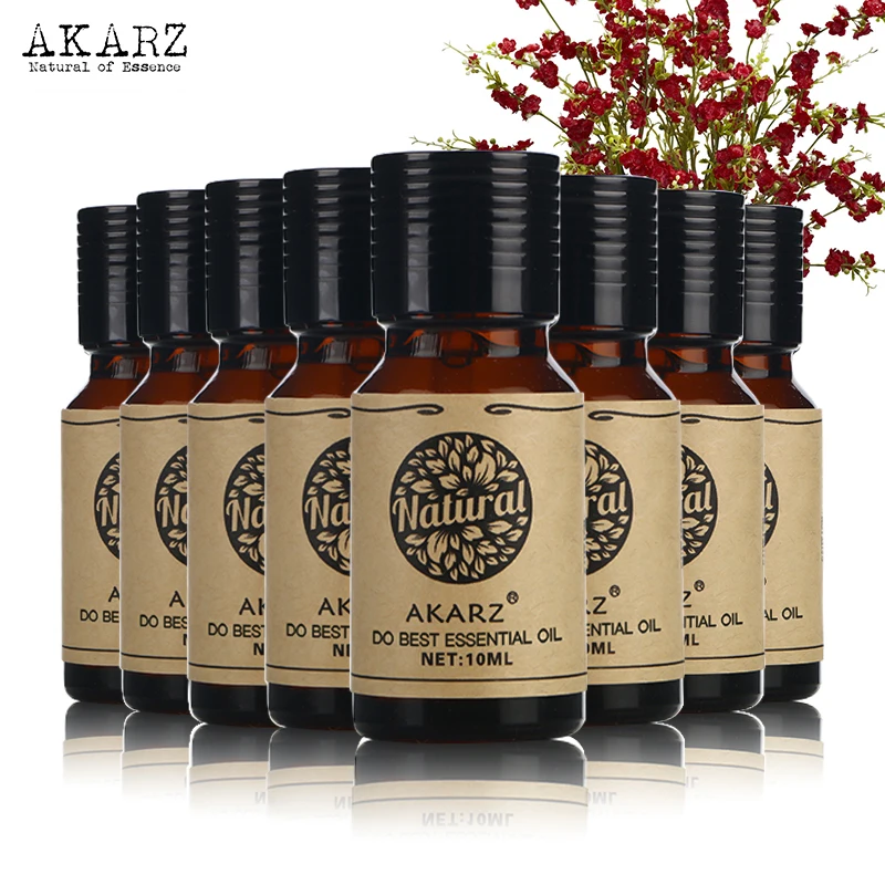Akarz Tea Tree Rose Incenso Lotus Clary Salvia Chiodi Di Garofano Verbena Neem Oli Essenziali 10Ml * 8