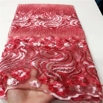 

2020 pink Latest Nigerian Tulle Lace green French Net Beaded Lace Fabric For Nigerian Wedding Embroidery African Lace Fabric