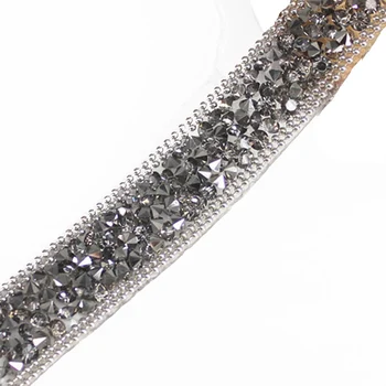 

Beaded Rhinestones Trim Chain Iron on Hotfix Crystal Reel Chain Costume Applique Embellishment Sewing Supplies 15yard/T1137