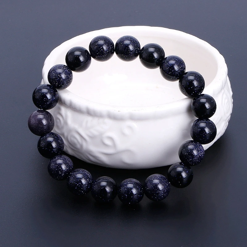 

Navy Blue Sandstone Bracelets for women Handmade Gem Semi Precious Gemstone U50C