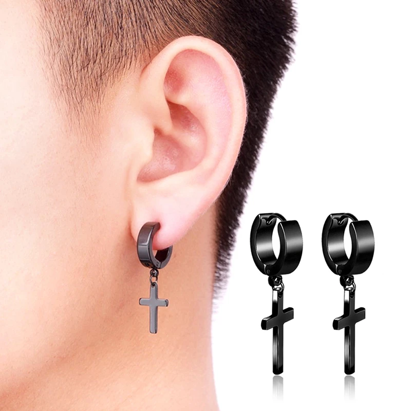 Pendientes de acero estilo Punk para hombre y Mujer, aretes cruzados góticos, Moda, 1 ud.|Pendientes con forma de gota| - AliExpress