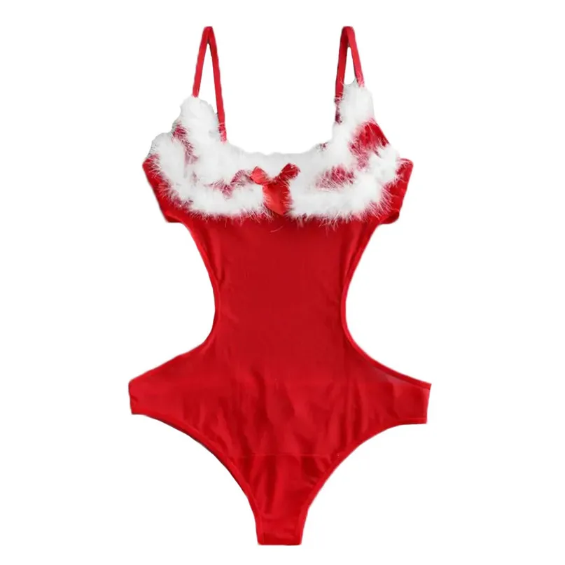 Женское сексуальное красное рождественское нижнее белье, модные мягкие пижамы, нижнее белье для дам, Новогодняя одежда 30N08 - Цвет: Красный