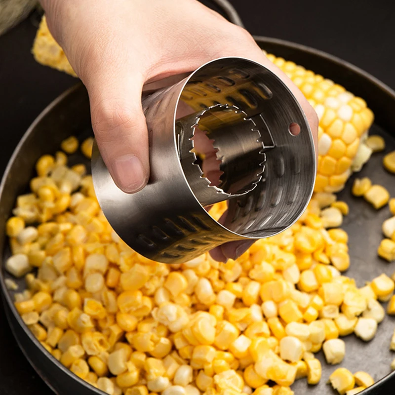 Easy Corn Stripper Stainless Steel Corn Cob Cutter Remover Round Corn