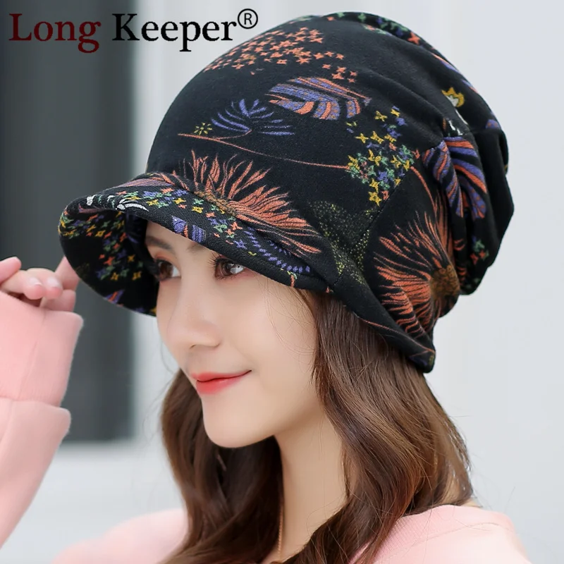 

2019 New Caps For Women Print Visor Beanies Cap Warm Fashion Cold Weather Hats Elegant Autumn Winter Hats Warm Thick New