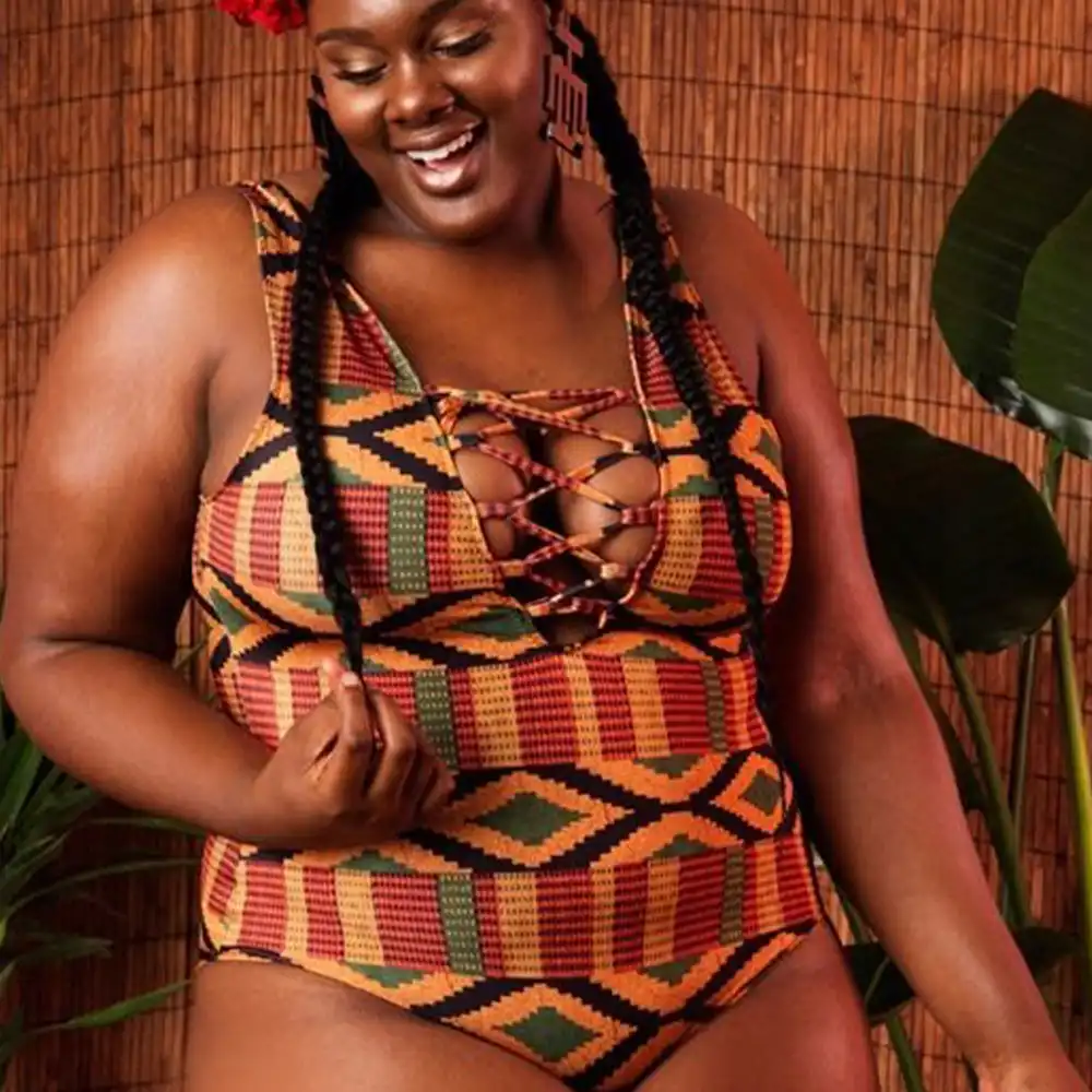 plus size african print swimsuit