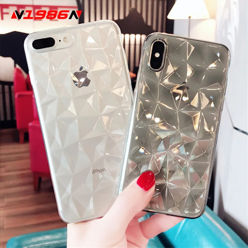 N1986N для iPhone 6 6s 7 8 Plus X XR XS Max чехол для телефона роскошный Алмазный текстура прозрачный Ультратонкий Мягкий ТПУ чехол для iPhone X