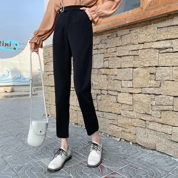

Harajuku Style Fashion Women Spring Elegant Solid High Waist Skinny Harem Pants Casual Loose Ol Office Ankle-length Pants