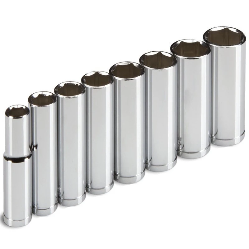 HLZS- профессиональный 8Pc 3/8-Inch Drive глубокий Набор торцевых головок, метрический, 10 мм-19 мм