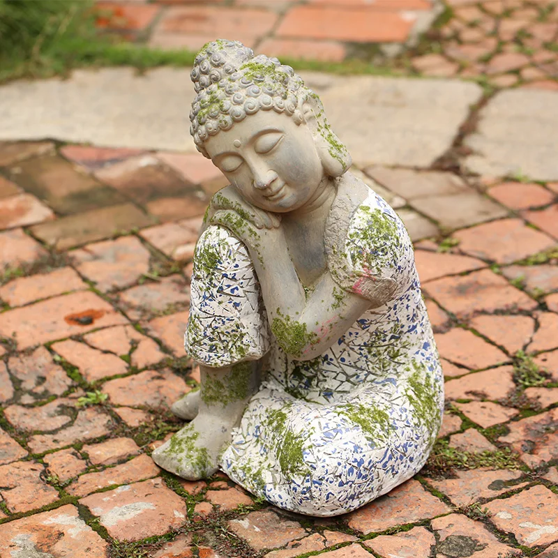 Садовое украшение двора оксид магния Будда на коленях скульптура сад парковый пейзаж уличная скульптура