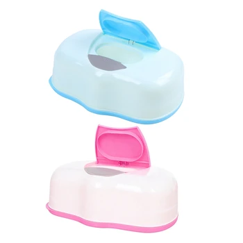 

2Pcs Wet Tissue Box Plastic Automatic Case Real Tissue Case Baby Wipes Press Pop-Up Design Home Tissue Holder Accessories Blue &