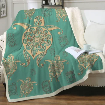 

New Turtles Sherpa Blanket for Kids Adults Tortoise Soft Plush Throw Blanket Sofa Blue Green Marine Animal Fashion Blanket