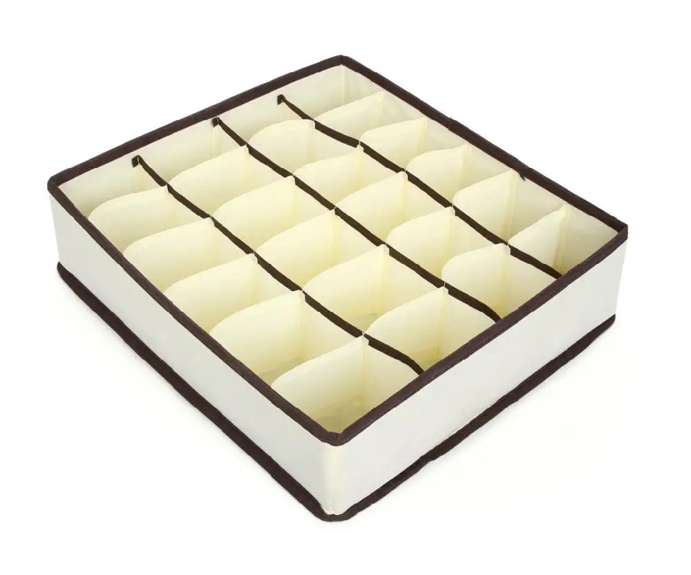 Multi-size Bra Underwear Organizer For Line Foldable Home Storage Box Non-woven Wardrobe Drawer Closet Organizer For Scarf Socks - Цвет: 24 grids Beige