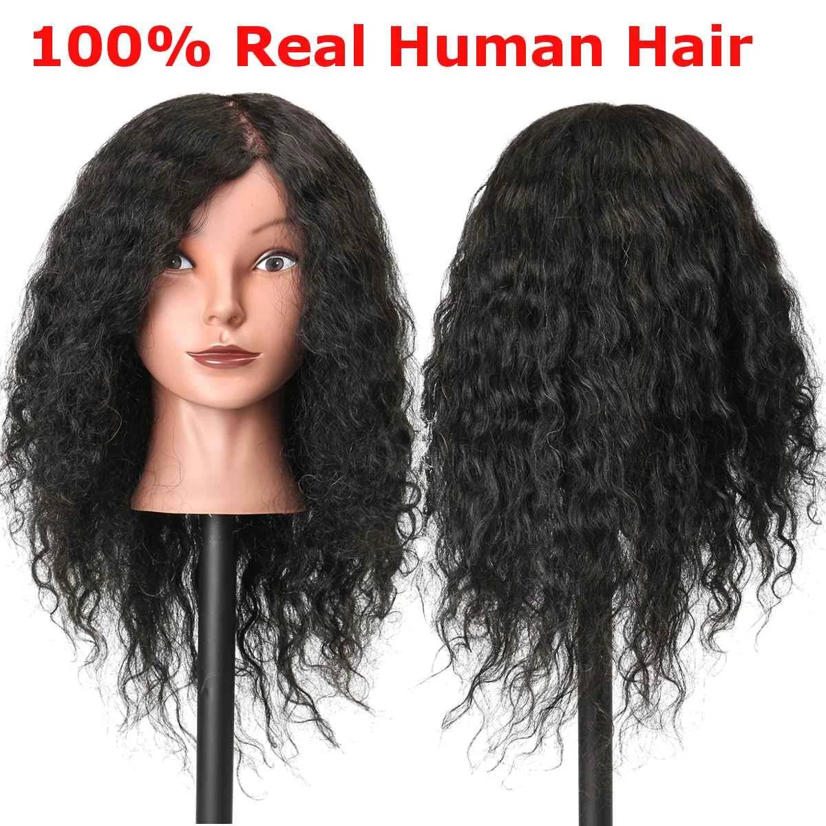 18 дюймов человеческие волосы голова манекен для парихмахеров модель для практики длинные вьющиеся волосы салон волос практика голова-манекен