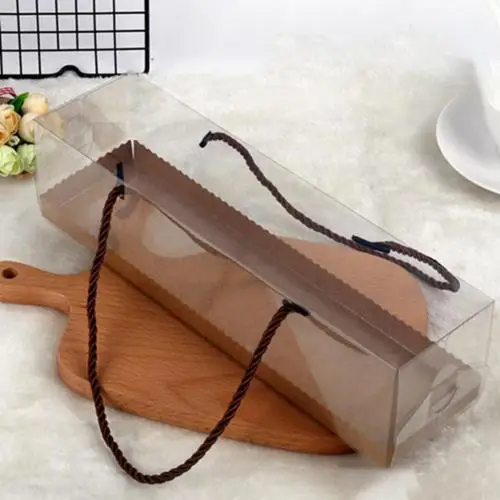 10Pcs Cake Boxes Portable Transparent Cake Swiss Roll Boxes PET Packaging Dessert Container Cake Packaging Box Bakery Gift Box 