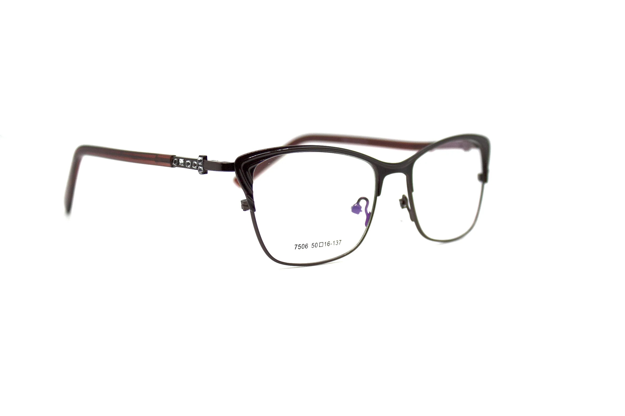 Brown LuckTime Fashion Alloy Women Glasses Frame Classic Retro Myopia Glasses Frame Women Lucky Time Optical Eyeglass frames#7506 - Frame Color: Brown
