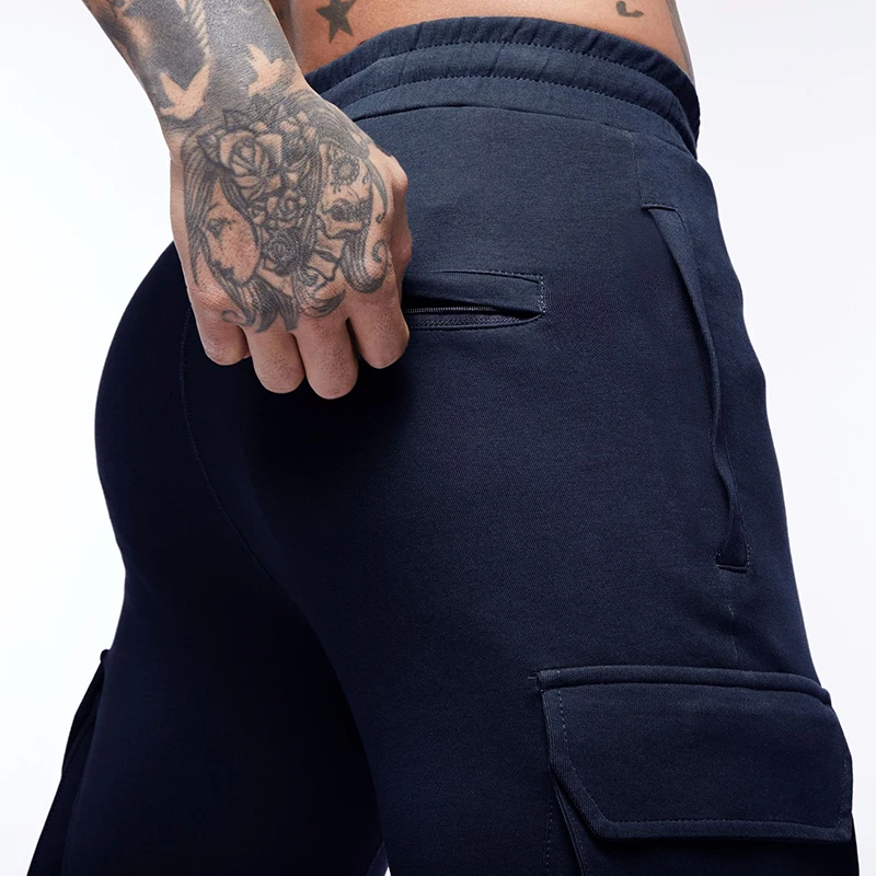 Autumn New Men's Jogging Sweatpants Cotton Pocket Design Running Cargo Pants Gym Men's Fiess Multi-Pocket-Style Training_voghion.com