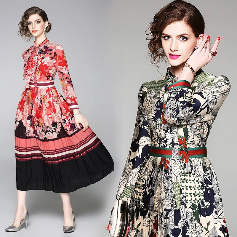 

Photo Shoot 2019 New Style WOMEN'S Dress Printed Mid-length Dress-Style Slim Fit Printed Dress