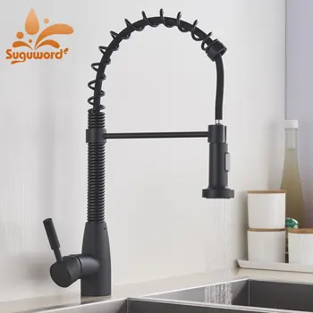 

Matte black Pull Out Kitchen Faucet Bathroom Kitchen Sink Mixer Faucet Deck Mounted Spring Pull Down Kitchen Mixer Tap