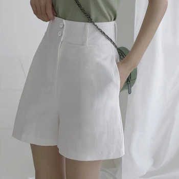 

VONDA Summer Shorts 2020 Women Casual Solid Color High Waist Shorts Plus Size Elegant OL Office Party Pantalons Loose Shorts 5XL