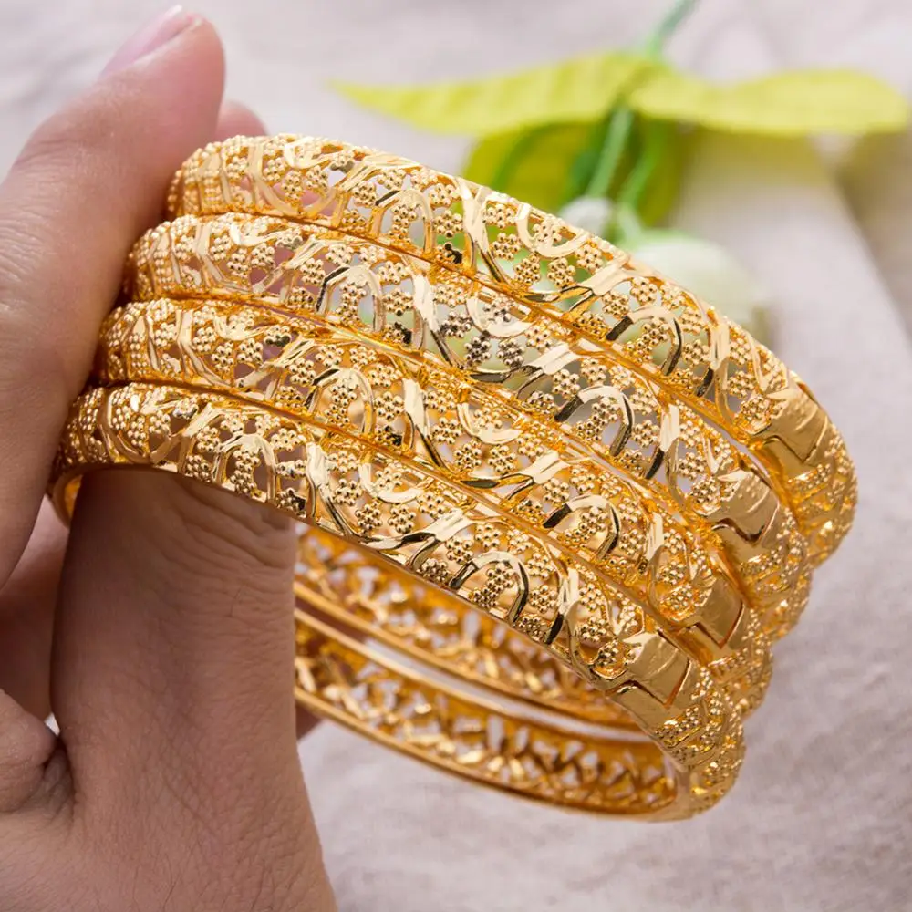 Bangle Bracelet 24K Luxury Gold Color Bangles For Women
