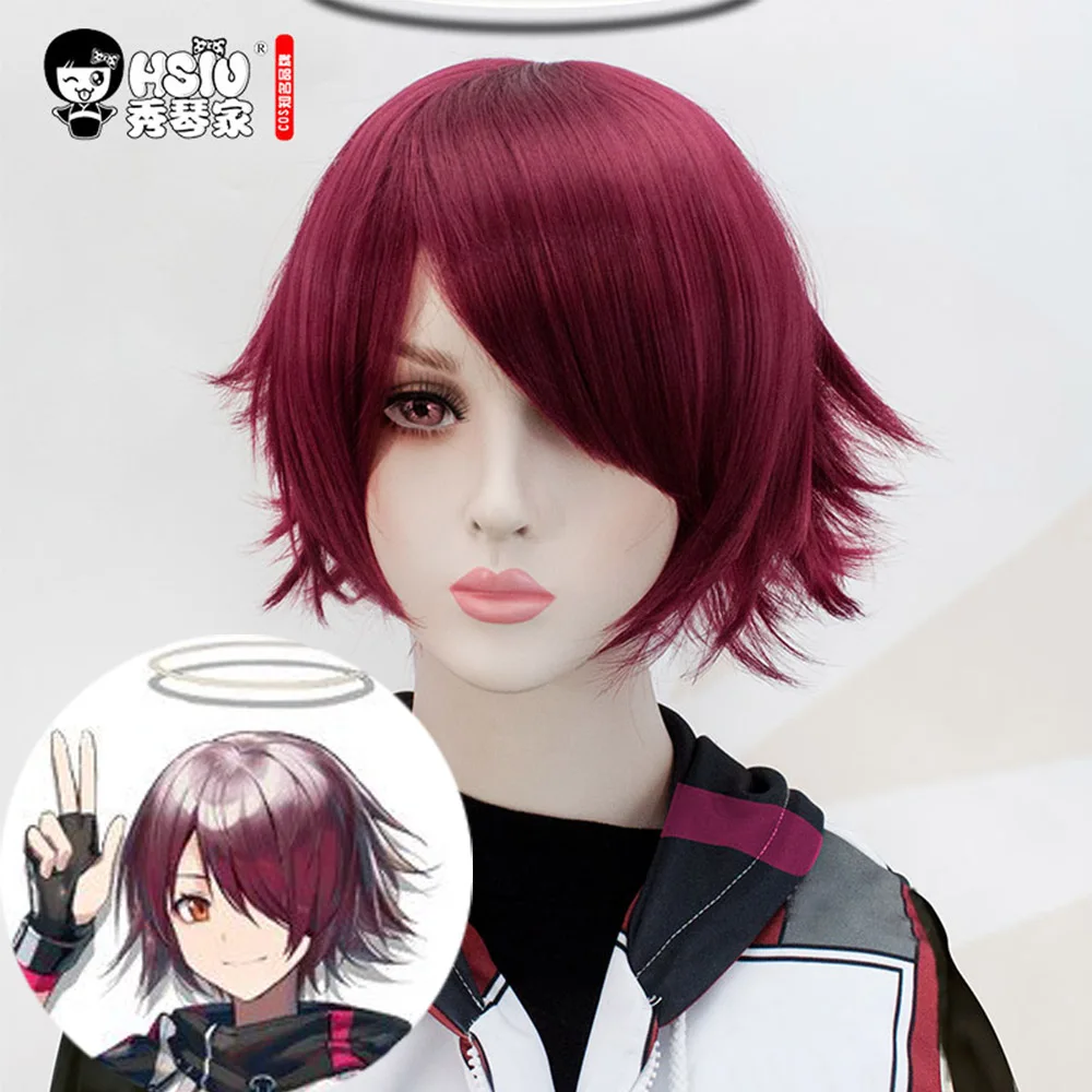 

HSIU Exusiai Cosplay wig,Game Arknights Wig,Burgundy short hair,Cosplay girl Wig Halloween Short red hairwig