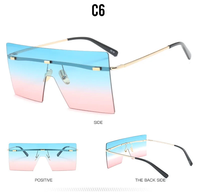 46187 большие квадратные солнцезащитные очки с одной линзой для мужчин и женщин модные UV400 очки