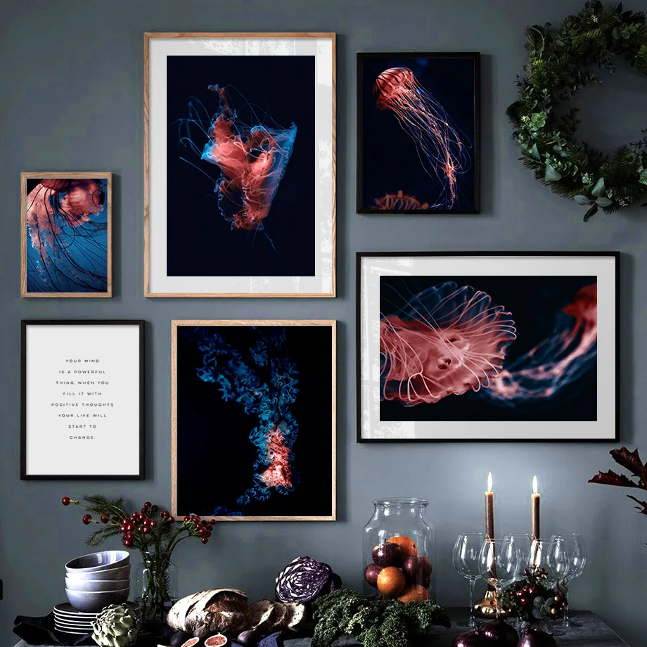 

Deep Sea Jellyfish Close Up Shot HD Quote Wall Art Canvas Painting Nordic Posters And Prints Wall Pictures For Living Room Decor