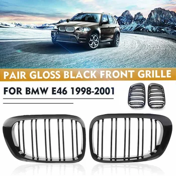 

Car Kidney Grill Front Bumper 2 Slat Line Gloss Black Racing Grill For Bmw E46 Coupe Convertible M3 2 Door 1998 1999 2000 2001