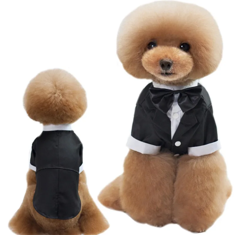 

Pet Dog Cat Clothes Prince Wedding Suit Tuxedo Bow Tie Puppy Coat 5 Sizes For Large Small Dog   