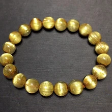 

Genuine Natural Gold Rutilated Quartz Bracelet 7mm Crystal Woman Clear Round Beads Bracelet Jewelry Brazil Genuine AAAAAAA