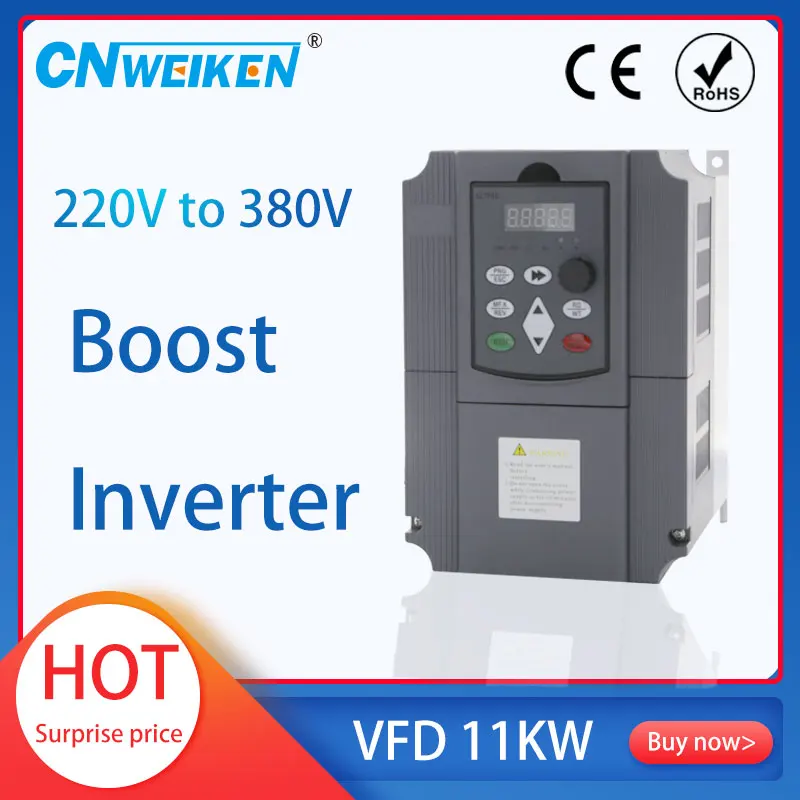 VFD 220V to 380V 11KW/7.5/5.5/4 KW Variable Frequency Drive CNC Inverter Converter for 3 Phase Motor Speed Control | Обустройство
