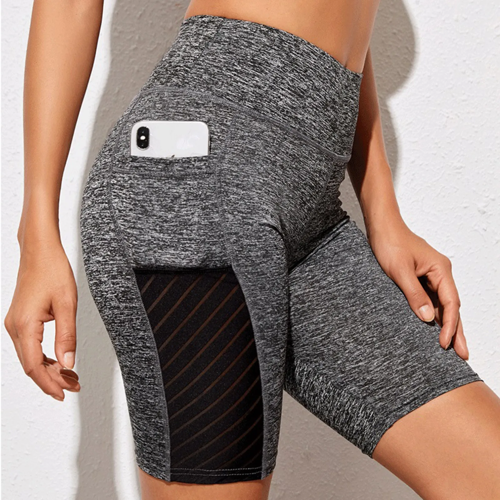 Gym Jogging Running Shorts Yoga Shorts Women High Waist Lifting Push Up Tight Sports Pocket Fitness Running Yoga Short Pant #YJ