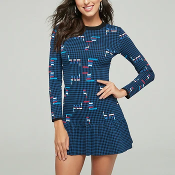 

Round Neck Knit Casual Fishtail Skirt With Long Sleeve Base Knit Dress